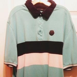 Sean John Color Block Legacy Logo Polo Shirt Size 3XB Aqua Black …
